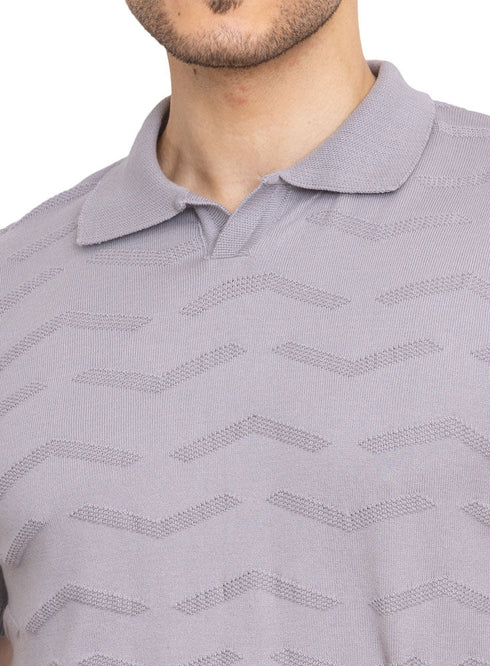 Grey Design 21 - F - Polo Neck T-Shirt - Khotwh